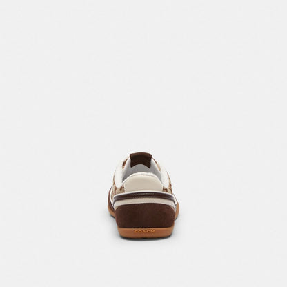 Men's Coach Track Sneaker In Signature Jacquard Tan Dark Chocolate
