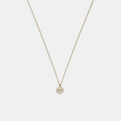 Coach Signature Crystal Pearl Pendant Necklace Gold