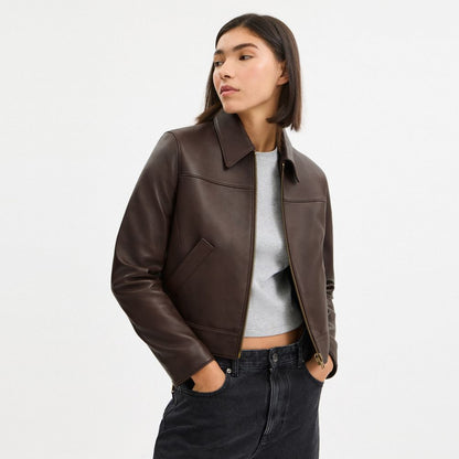 Coach Leather Jacket Maple