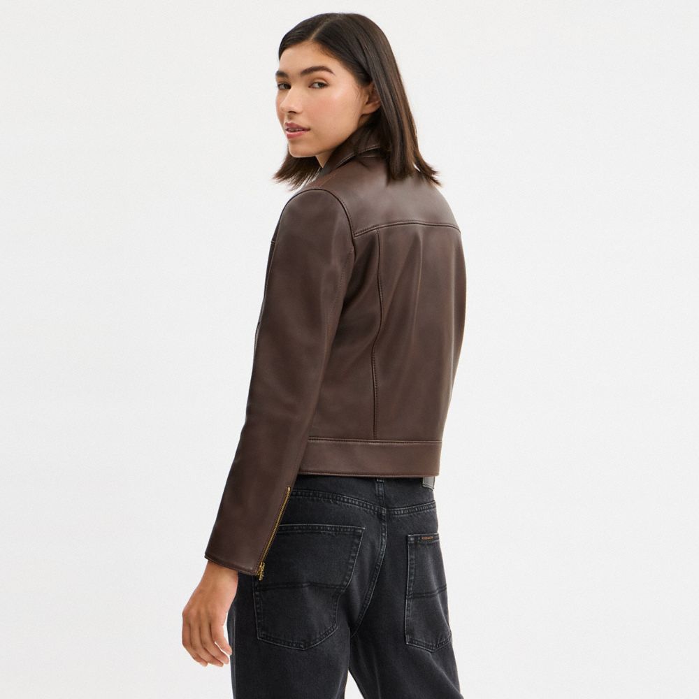 Coach Leather Jacket Maple