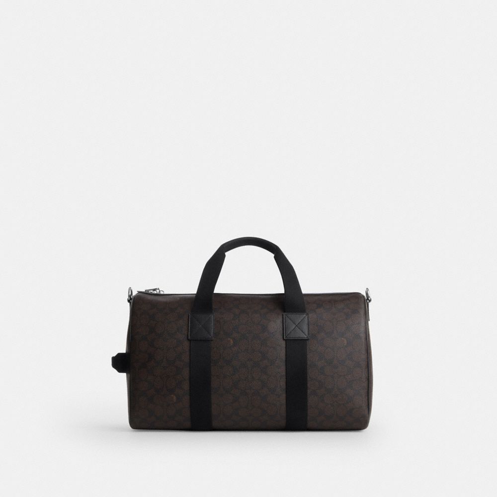 Coach Explorer Duffle Bag 45 In Signature Canvas With Patches Sv/Walnut/Black