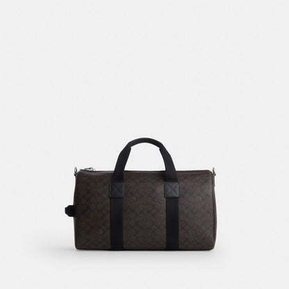 Coach Explorer Duffle Bag 45 In Signature Canvas With Patches Sv/Walnut/Black