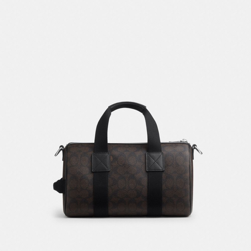 Coach Explorer Duffle Bag 28 In Signature Canvas With Patches Sv/Walnut/Black