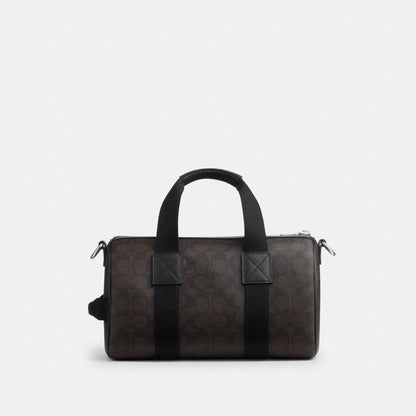 Coach Explorer Duffle Bag 28 In Signature Canvas With Patches Sv/Walnut/Black