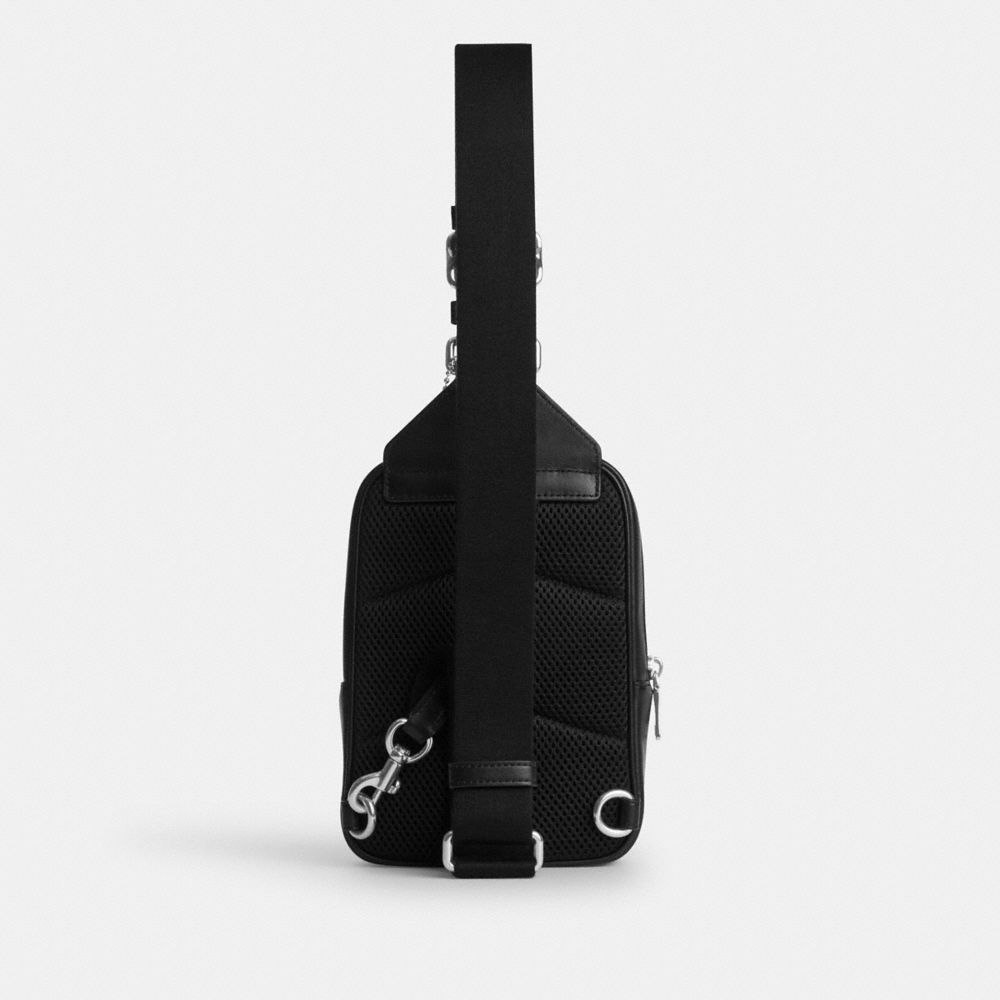 Coach Racer Sling Pack In Signature Canvas With Patches Sv/Walnut/Black