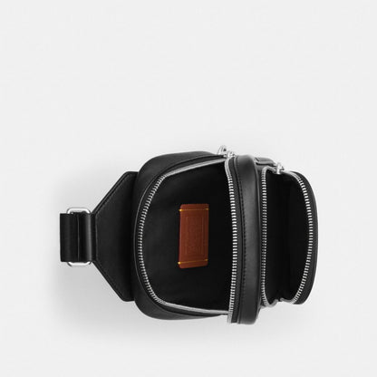 Coach Racer Sling Pack In Signature Canvas With Patches Sv/Walnut/Black
