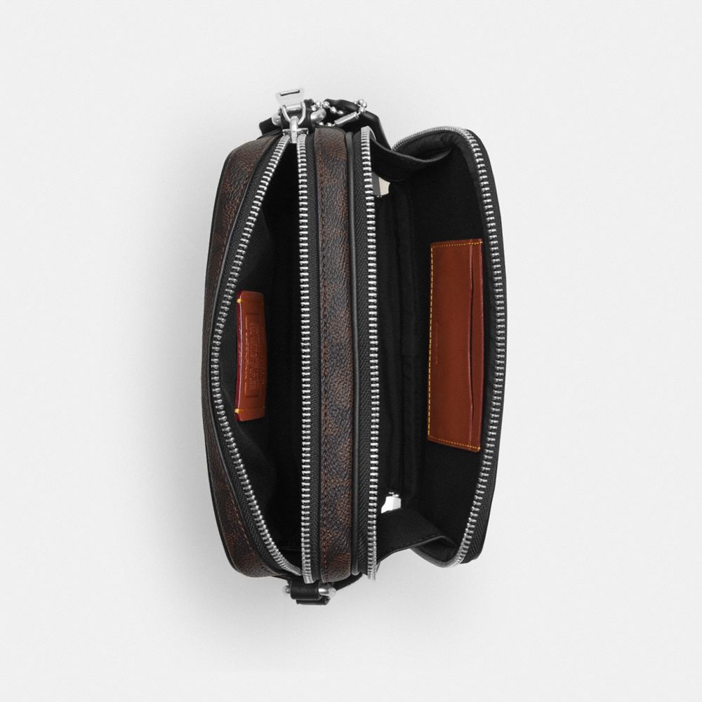 Coach Colton Crossbody Bag 19 In Signature Canvas with Patches Sv/Walnut/Black