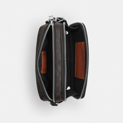 Coach Colton Crossbody Bag 19 In Signature Canvas with Patches Sv/Walnut/Black