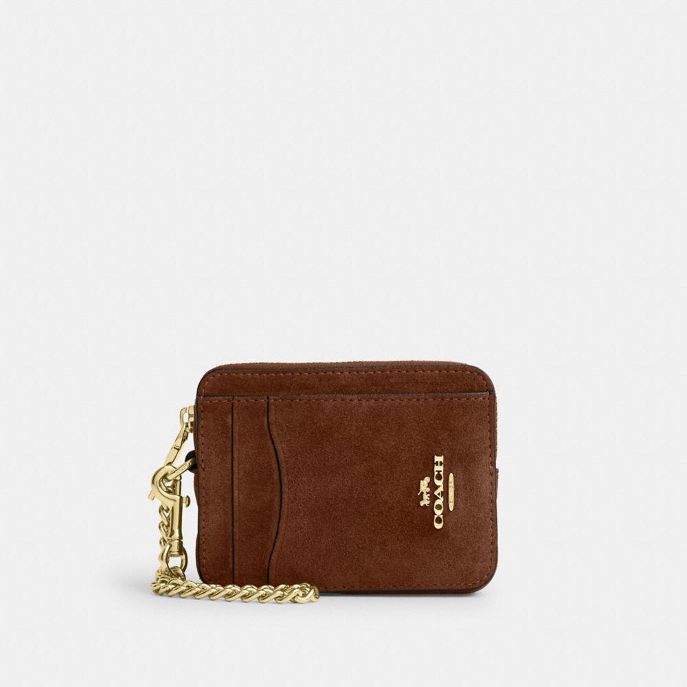 Coach Zip Card Case Gold/Warm Brown