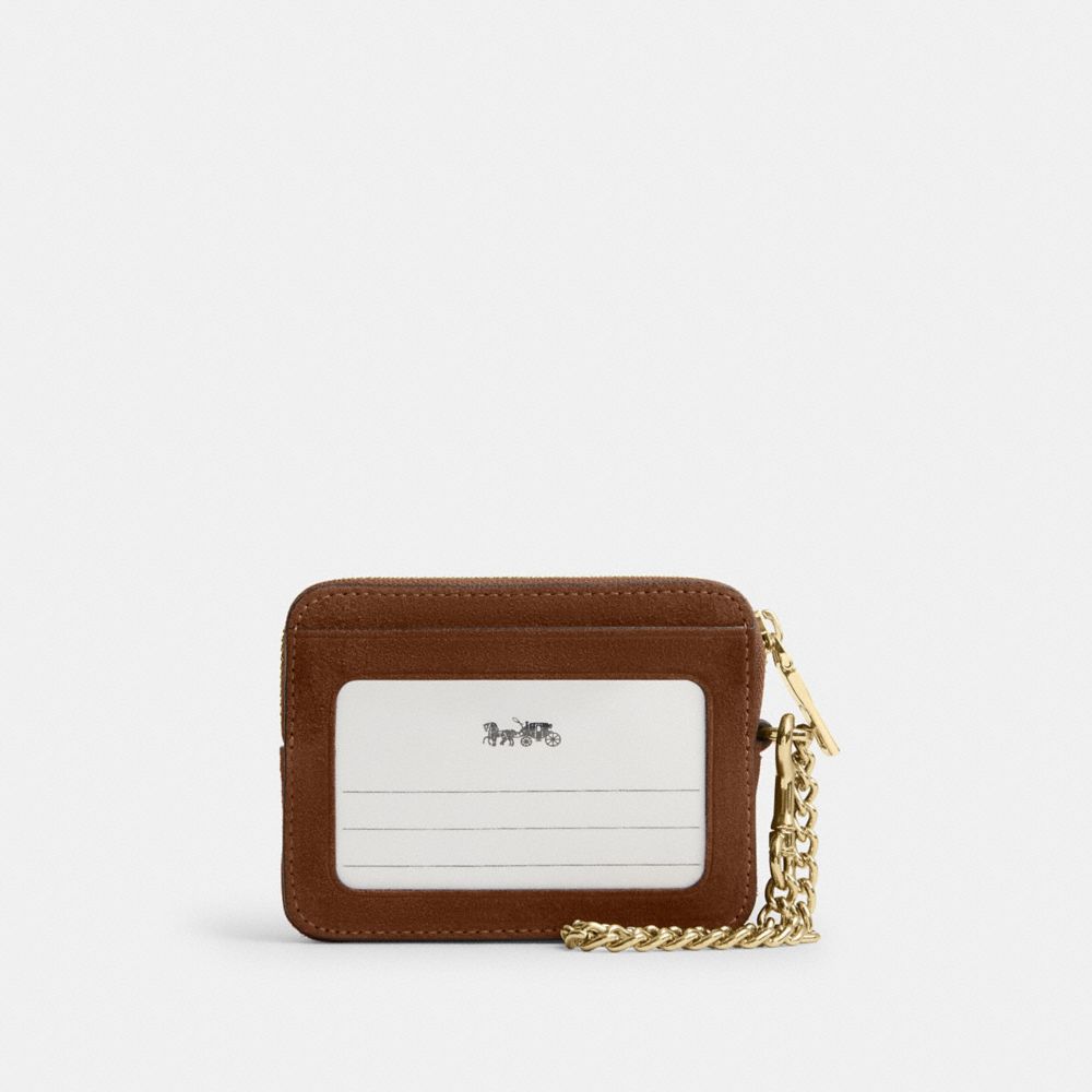 Coach Zip Card Case Gold/Warm Brown