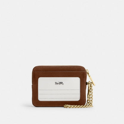 Coach Zip Card Case Gold/Warm Brown