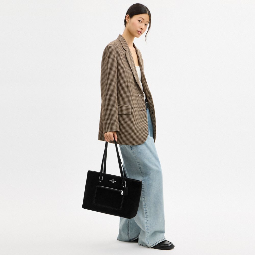 Coach Station Tote Bag Silver/Black