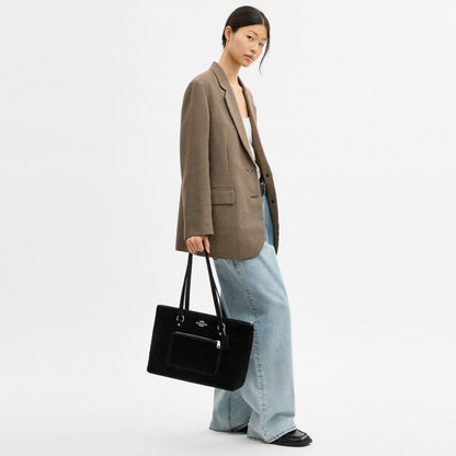 Coach Station Tote Bag Silver/Black