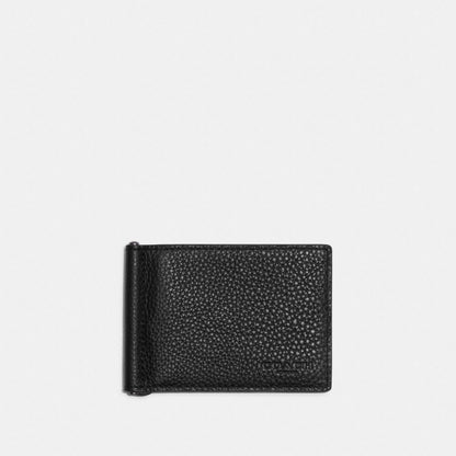 Coach Slim Money Clip Billfold Wallet Gunmetal/Black