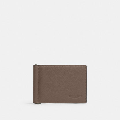 Coach Slim Money Clip Billfold Wallet Gunmetal Dark Stone