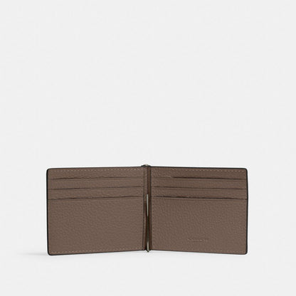 Coach Slim Money Clip Billfold Wallet Gunmetal Dark Stone