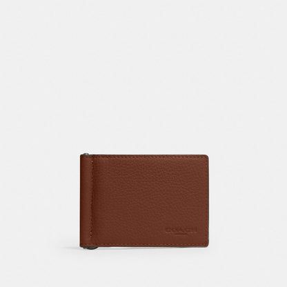 Coach Slim Money Clip Billfold Wallet Gunmetal Sable