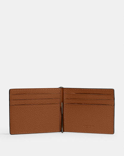 Slim Money Clip Billfold Wallet Pebbled Leather-Qb-Sable Pebbled Leather-Qb-Sable