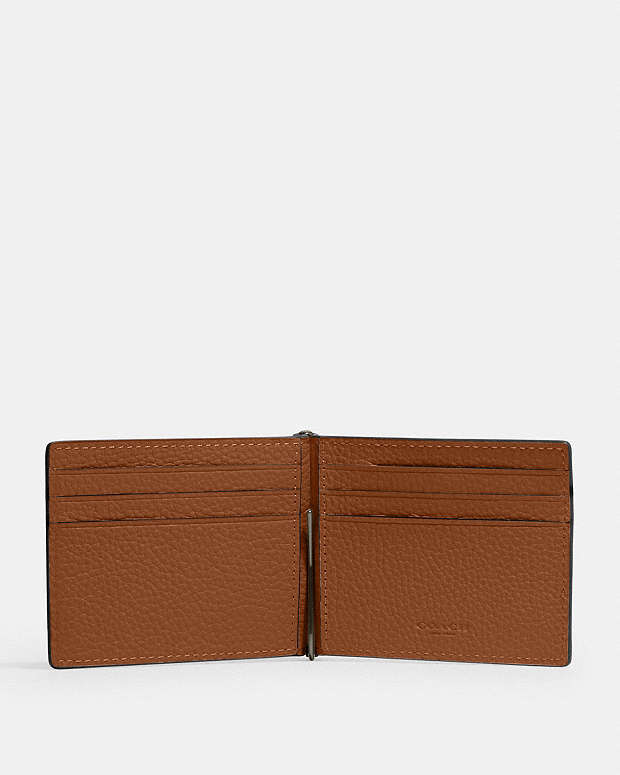 Slim Money Clip Billfold Wallet Pebbled Leather-Qb-Sable Pebbled Leather-Qb-Sable