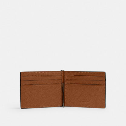 Coach Slim Money Clip Billfold Wallet Gunmetal Sable