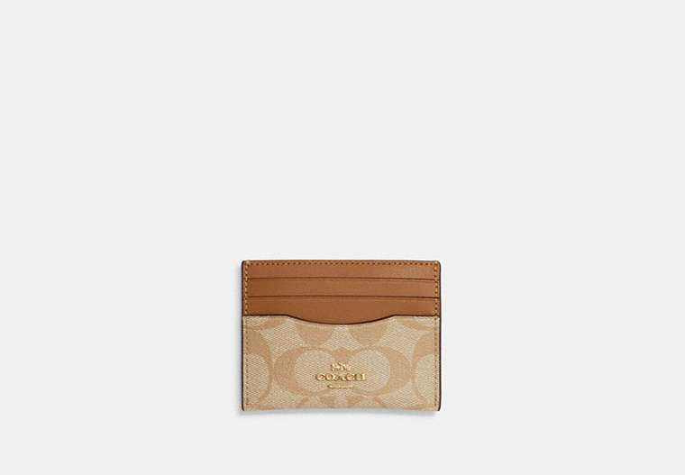 Slim Id Card Case In Signature Canvas Signature Canvas-Gold-Light Khaki-Light Saddle Signature Canvas-Gold-Light Khaki-Light Saddle