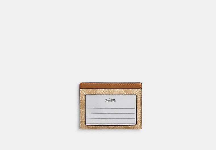 Slim Id Card Case In Signature Canvas Signature Canvas-Gold-Light Khaki-Light Saddle Signature Canvas-Gold-Light Khaki-Light Saddle