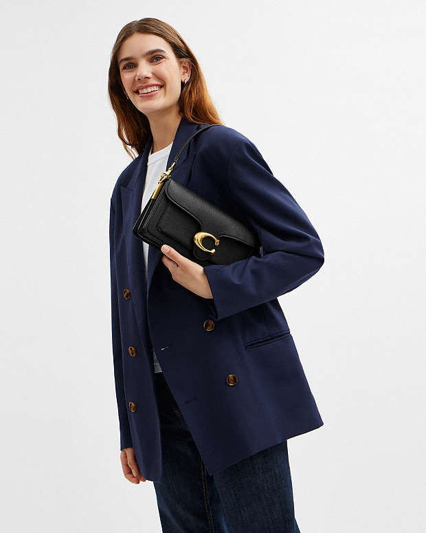 Tabby Shoulder Bag 26 Polished Pebble Leather-Brass-Black Polished Pebble Leather-Brass-Black