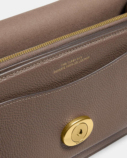 Tabby Shoulder Bag 26 Polished Pebble Leather-Brass-Dark Stone Polished Pebble Leather-Brass-Dark Stone