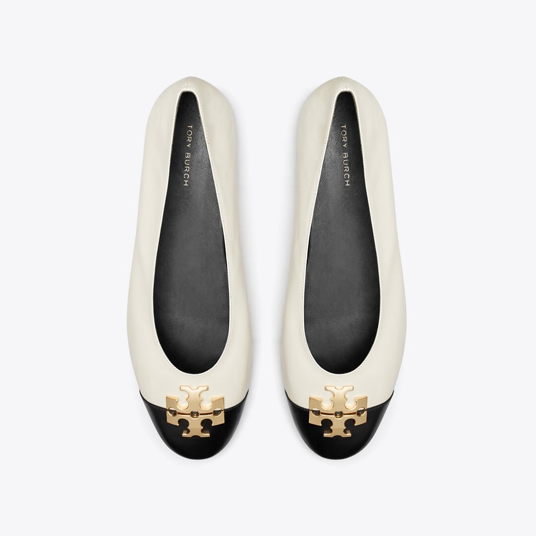 Tory Burch Charlie Ballet LIGHT CREAM / PERFECT BLACK / GOLD