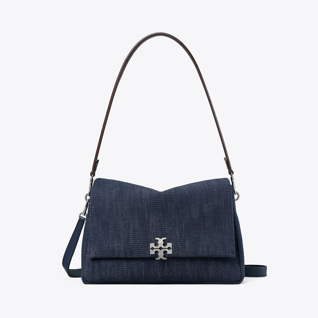 Tory Burch Charlie Denim Shoulder Bag Midnight
