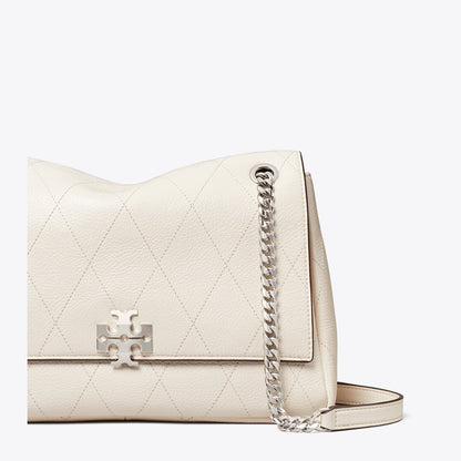 Tory Burch Charlie Quilted Shoulder Bag Light Cream