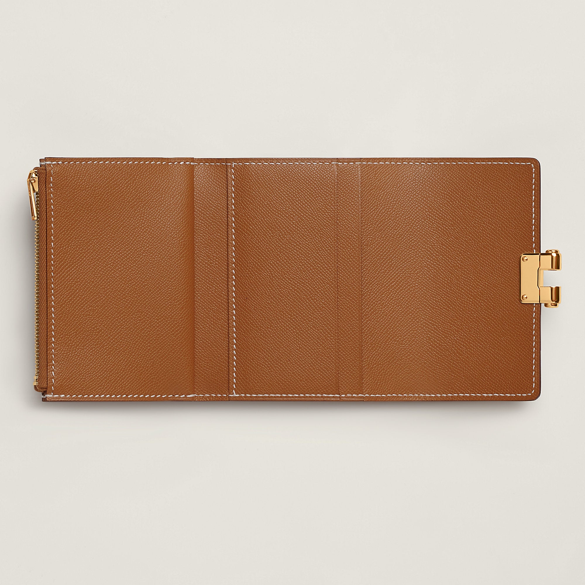  Hermes Charniere Compact Wallet Gold