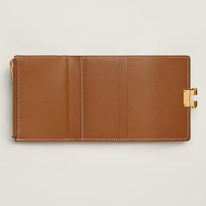 Hermes Charniere Compact Wallet Gold