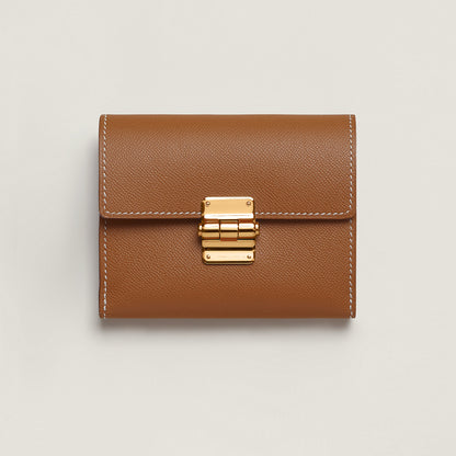  Hermes Charniere Compact Wallet Gold