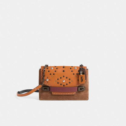 Coach Custom Coach Swagger Chain Crossbody In Colorblock Pewter/Gifting Orange