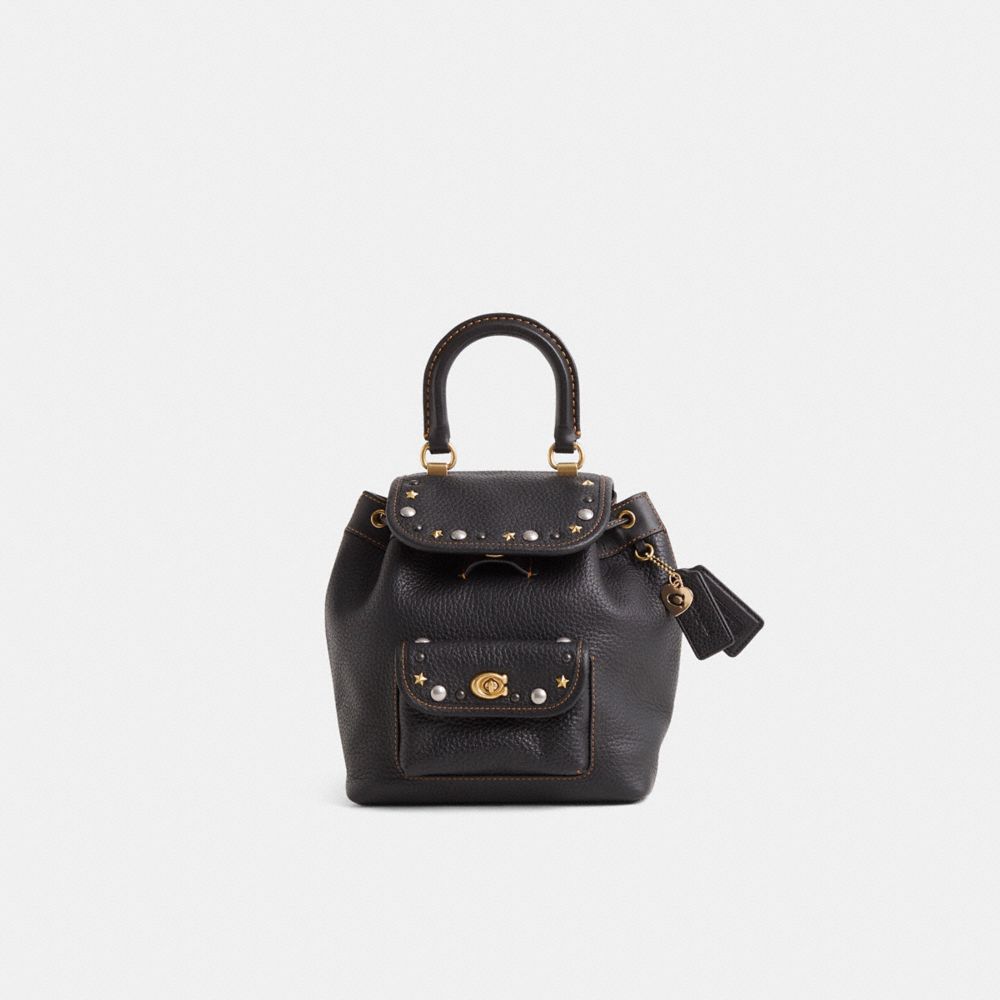 Coach Custom Riya Backpack 21 Brass/Black