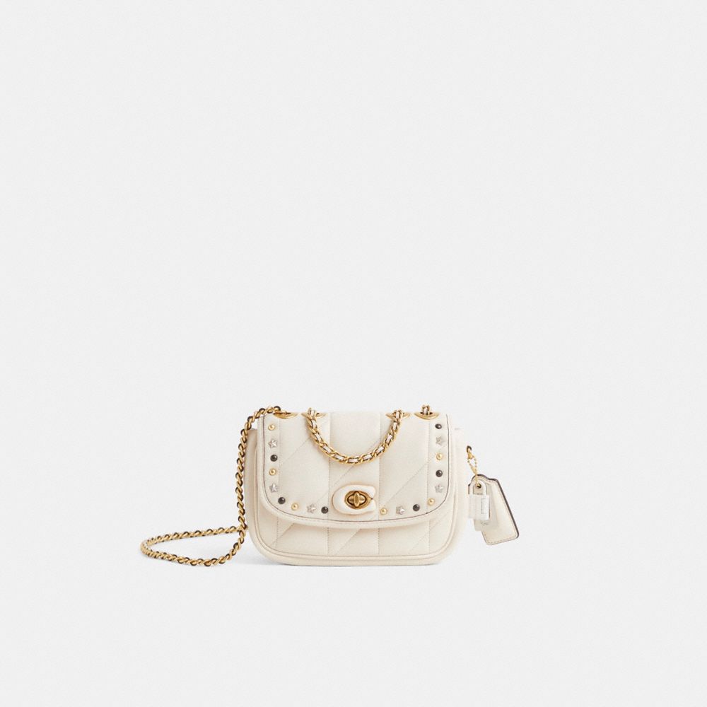 Coach Custom Pillow Madison Shoulder Bag 18 With Quilting Brass/Chalk