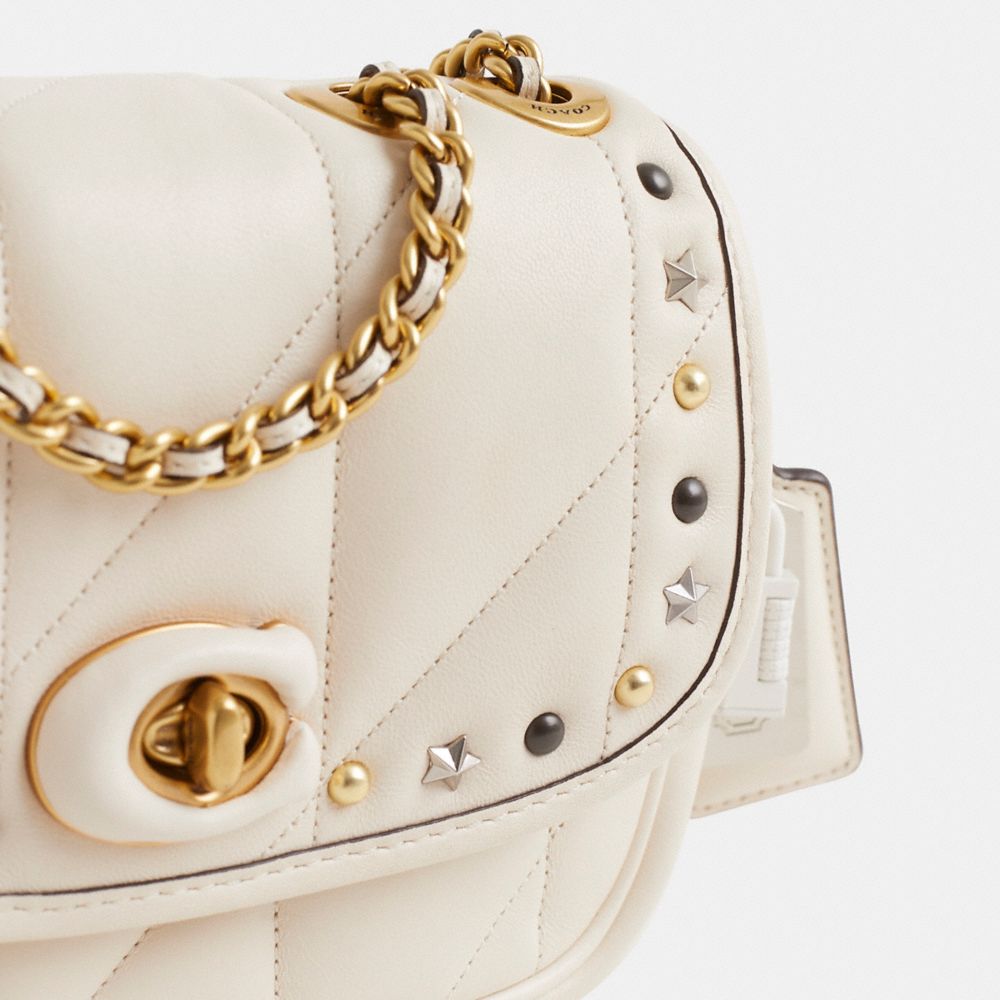 Coach Custom Pillow Madison Shoulder Bag 18 With Quilting Brass/Chalk
