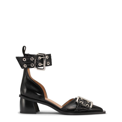  Chucky Buckle Open Cut Pumps Black