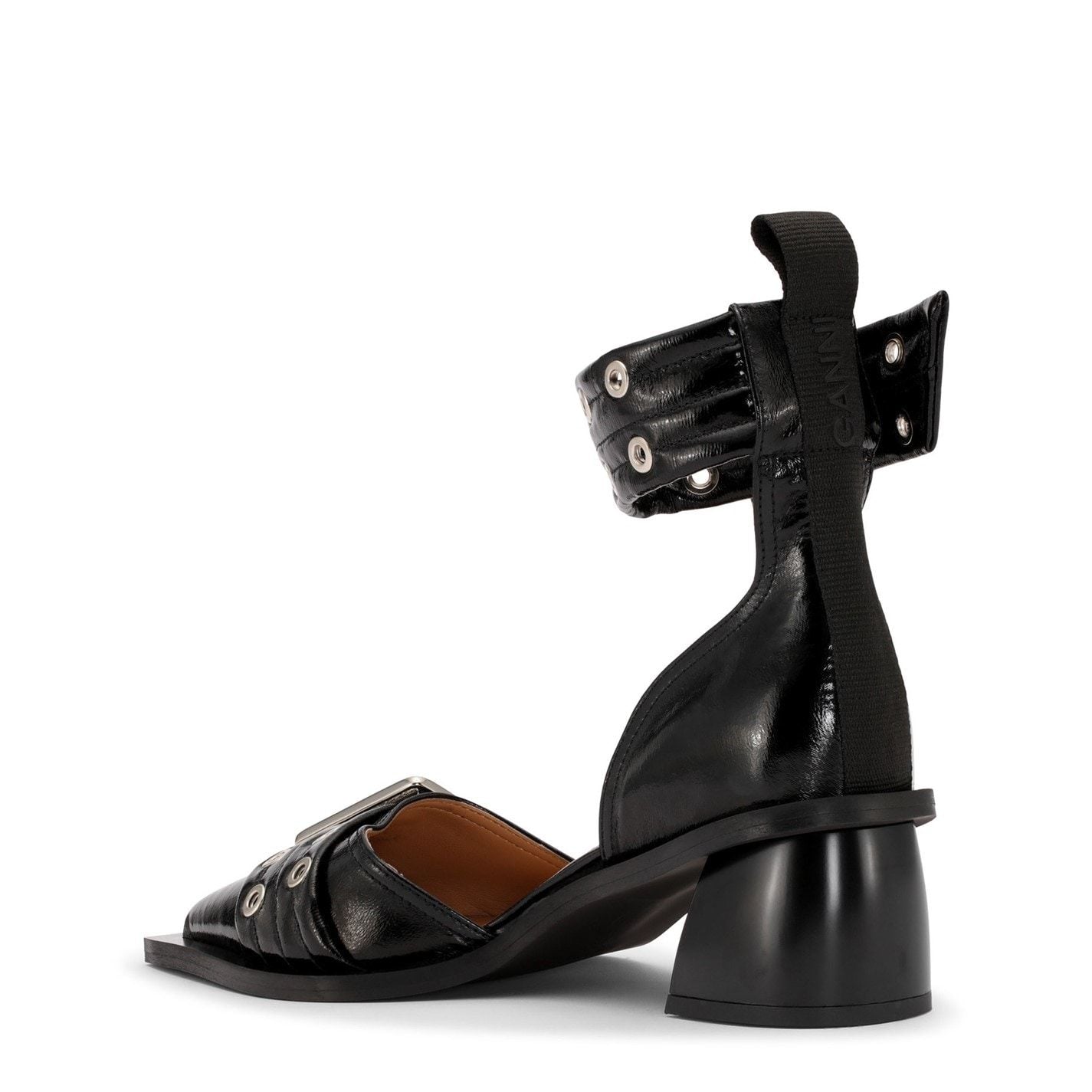  Chucky Buckle Open Cut Pumps Black