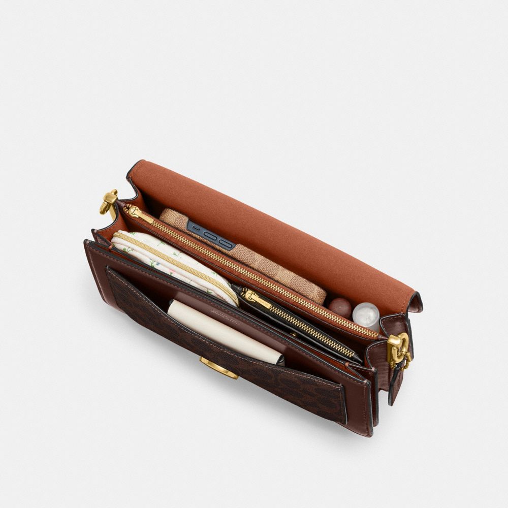 Coach Tabby Shoulder Bag 26 In Signature Canvas Brass Maple