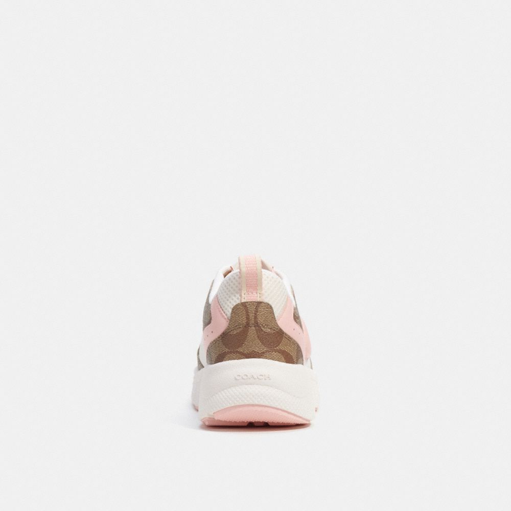 Coach C275 Tech Runner In Signature Canvas Khaki  Light Pink