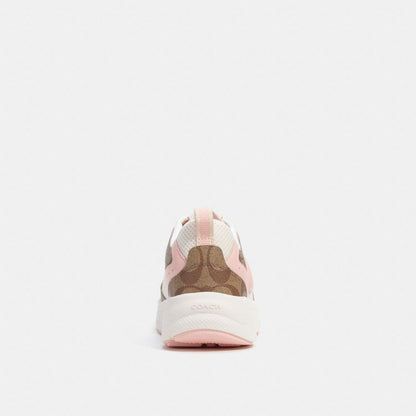 Coach C275 Tech Runner In Signature Canvas Khaki  Light Pink