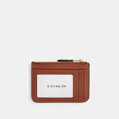 Coach Essential Mini ID Card Case In Signature Canvas Brass/Tan Caramel