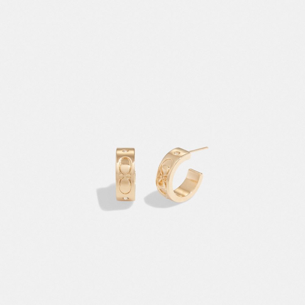 Coach Signature Huggie Earrings Gold
