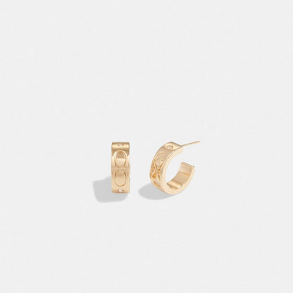 Coach Signature Huggie Earrings Gold