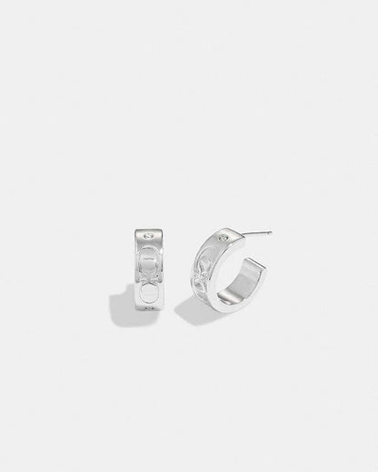 Signature Huggie Earrings Silver Silver