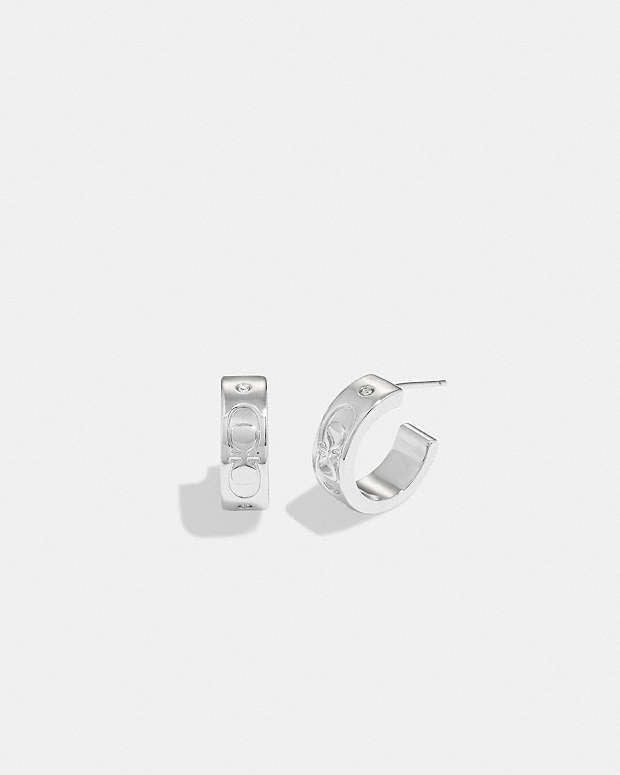 Signature Huggie Earrings Silver Silver