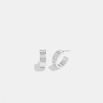 Coach Signature Huggie Earrings Silver