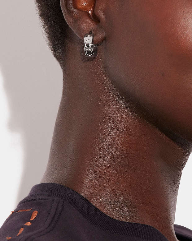 Signature Huggie Earrings Silver Silver